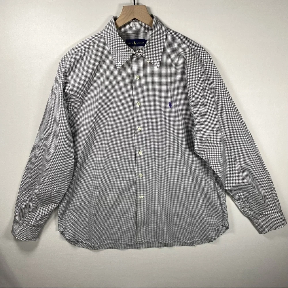 Polo Ralph Lauren‎ men Custom Fit Checked Oxford Shirt 17 34/35